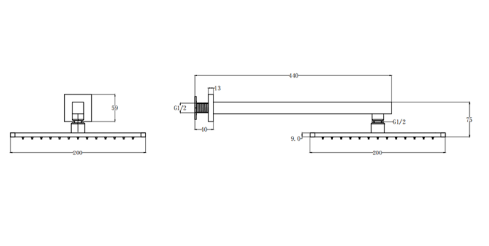Kartell K-VIT Pure Option 3 Thermostatic Concealed Shower With Slide Rail Kit and Overhead Drencher (SHO027PR-SHO070CU SHO091OE-SHO073CU)