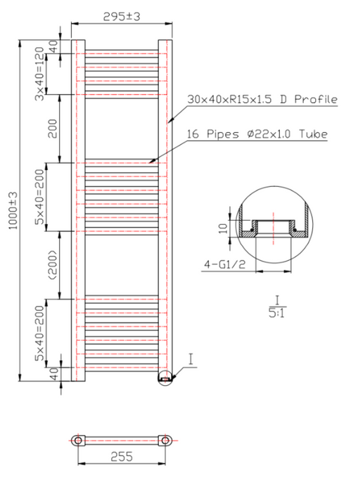 Kartell K-VIT K-Rail 22mm Straight Towel Rail Chrome (STR310C)