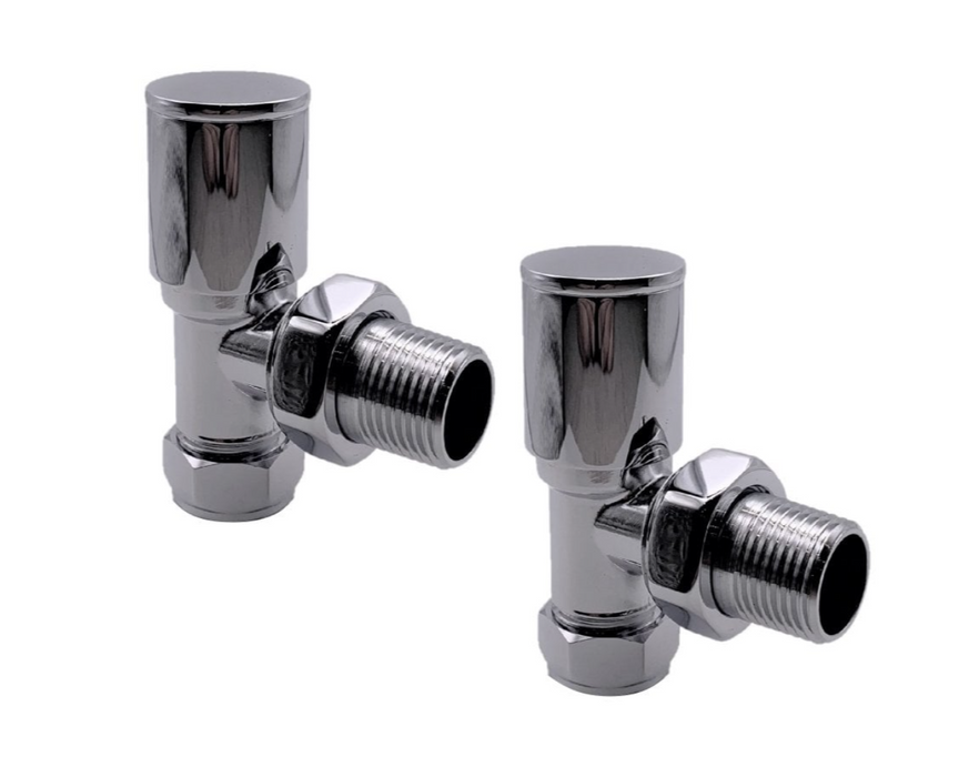 Kartell K-VIT Modern Straight or Angled Radiator Valve Twin Packs in Chrome (KART-STR)(KART-ANG))