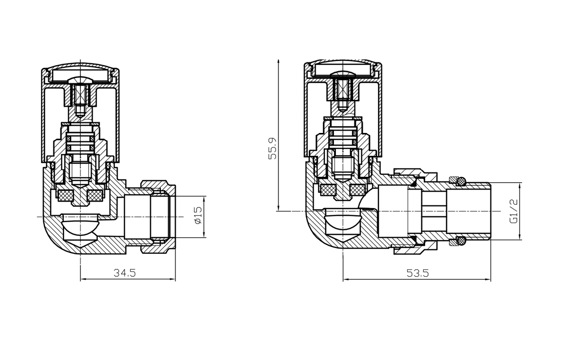 Kartell K-VIT Corner Valve 15mm (Pair) - Matt Black (CRNV-BLACK)