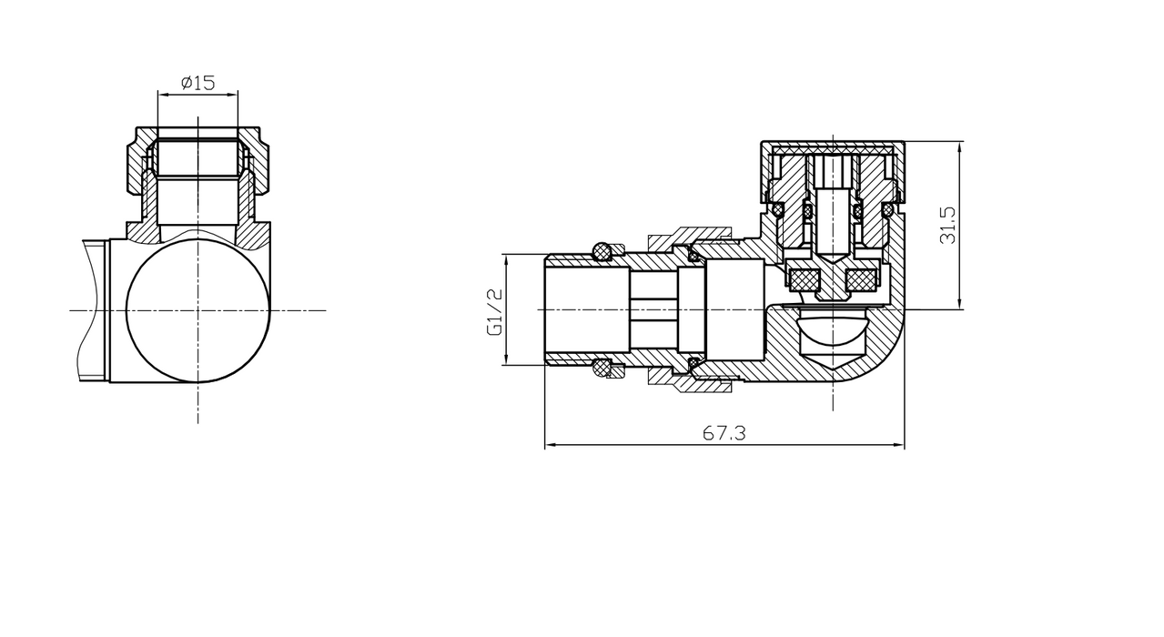 Kartell K-VIT Corner Valve 15mm (Pair) - Matt Black (CRNV-BLACK)