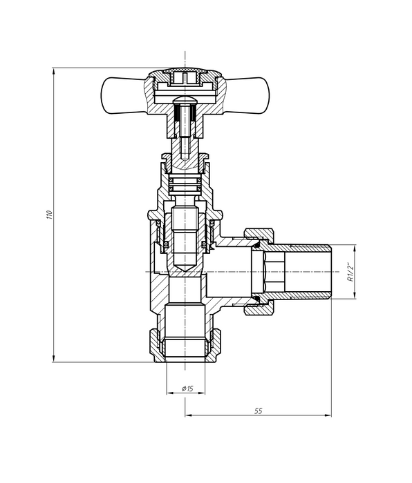 Kartell K-VIT Traditional Cross Head Rad Valve Angled (Pair) Chrome (TRAD-CROSS-ANG)