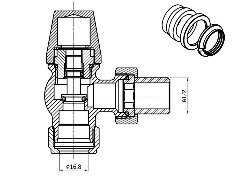 Kartell K-VIT Traditional Radiator Valve Brass (TRAD-ANG-B)