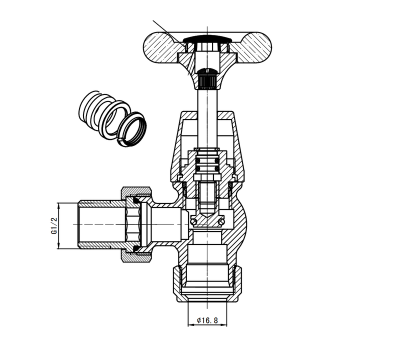 Kartell K-VIT Traditional Radiator Valve Brass (TRAD-ANG-B)