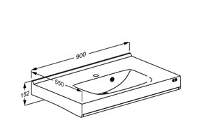 Pressalit MATRIX Square Vanity Wash Basin 900x550mm With Overflow, Overflow Kit And Button For Height Adjustment White (R2170000)