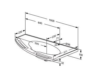 Pressalit MATRIX Angle Deep Wash Basin Without Overflow 1000x571mm, With Integrated Handrails, Left-Facing White (R2143112000)