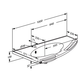 Pressalit MATRIX Angle Deep Wash Basin With Overflow And Integrated Handrails 1000x571mm, Right-Facing, For Powered Basin Units White (R2150112000)