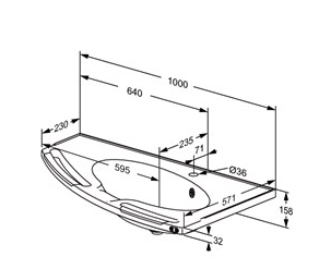 Pressalit MATRIX Angle Deep Wash Basin With Overflow 1000x571mm, With Integrated Handrails,  Left-Facing, For Powered Basin Units White (R2152112000)