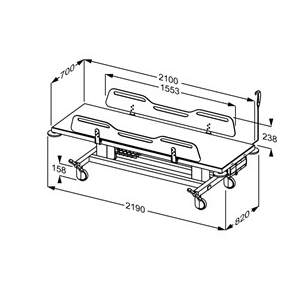Pressalit MCT 2 Change Trolley 2190mm, Electrically Height Adjustable White (R9452721000)