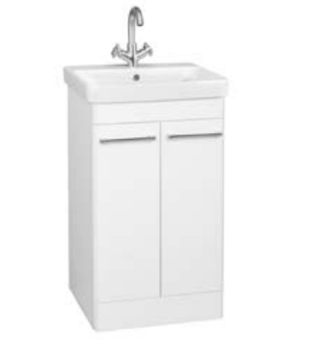 Kartell K-VIT Options 24 500mm 2 Door Floor Standing Unit & Ceramic Basin- White Gloss & Matt Cool Grey  ( OPT500DO-WT FUR148ME)(OPT500DO-CG FUR148ME)