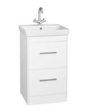 Kartell K-VIT Options 24 500mm 2 Drawer Floor Standing Unit & Ceramic Basin -White Gloss & Matt Cool Grey (OPT500DR-WT FUR148ME)(OPT500DR-CG FUR148ME)