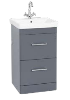 Kartell K-VIT Options 24 500mm 2 Drawer Floor Standing Unit & Ceramic Basin -White Gloss & Matt Cool Grey (OPT500DR-WT FUR148ME)(OPT500DR-CG FUR148ME)