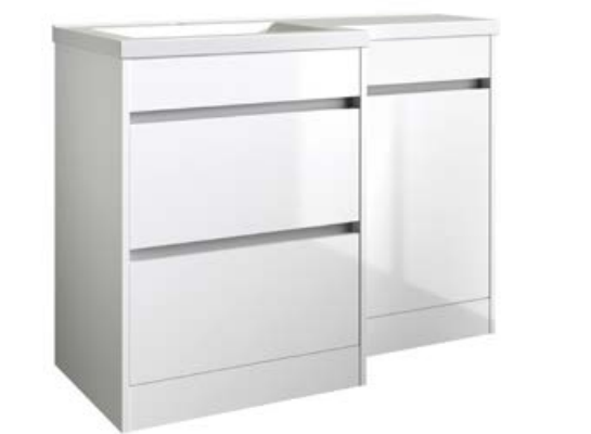 Kartell K-VIT City 1100mm L-Shaped Furniture Set Right Hand (Including Cistern) - White Gloss (FUR709CI-FUR730CI-FUR431NEW-ACC001N)