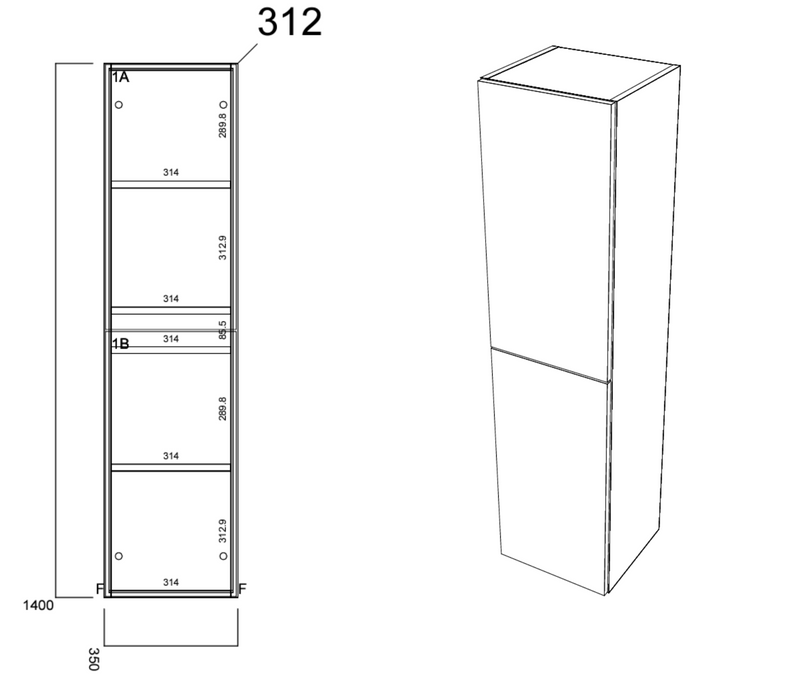 Kartell K-VIT Arc Wall Mounted Side Unit- Matt Cashmere (ARCWMTU-C)