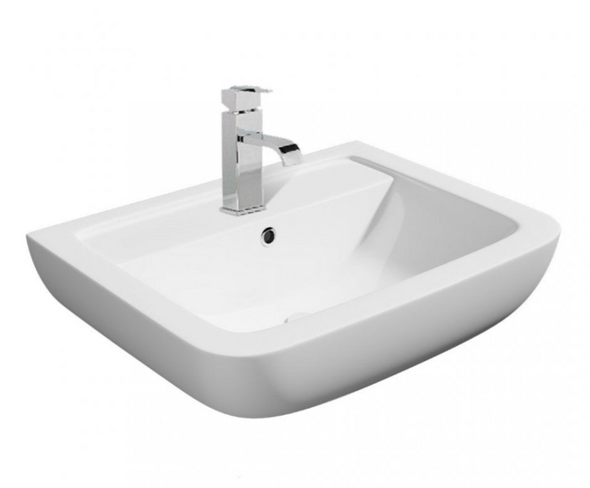 Kartell K-VIT Options 600 550mm 1 Tap Hole Basin with Pedestal Options-White Gloss (POT085OP)
