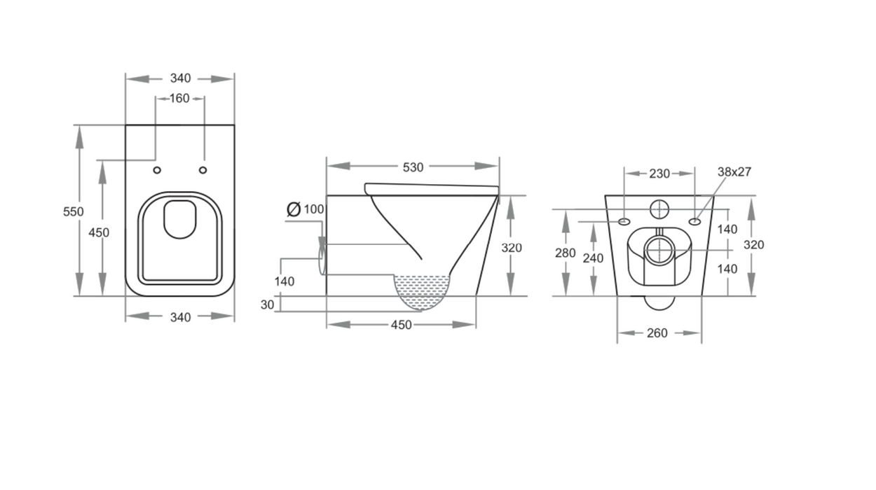Kartell K-VIT Genoa Square Wall Hung Pan (GEN007SQ)