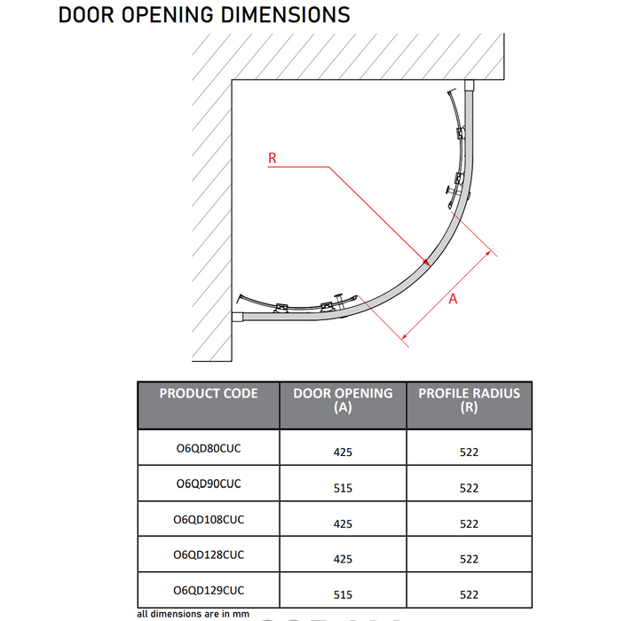 Impey Coram Optima 6 6mm Plain Glass Frame 900mm x 900mm Quadrant Shower Enclosure Chrome (O6QD90CUC)