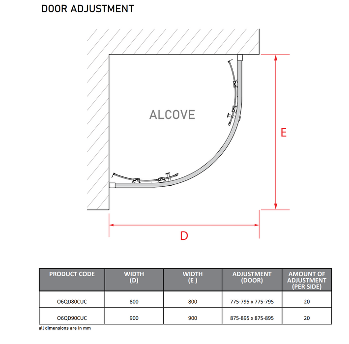 Impey Coram Optima 6 6mm Plain Glass Frame 900mm x 900mm Quadrant Shower Enclosure Chrome (O6QD90CUC)