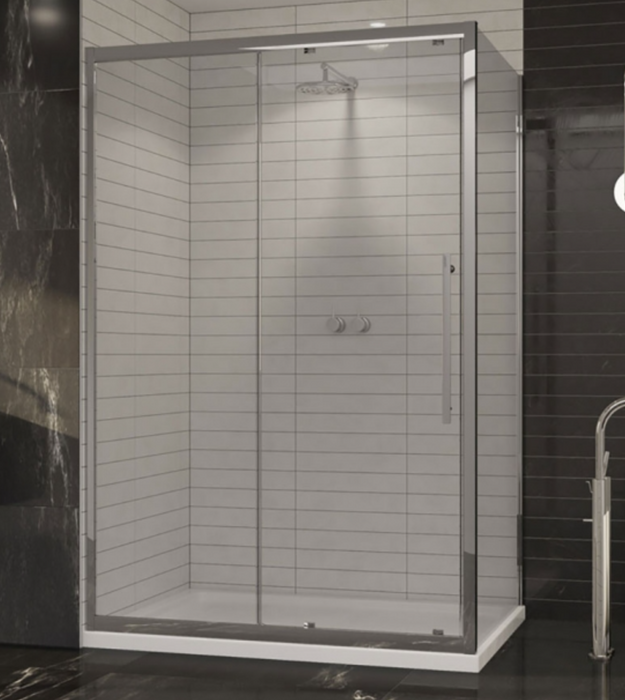 Impey Coram Premier 8 8mm Plain Glass 1400mm Wide Sliding Shower Door Chrome (P8SL14CUC)