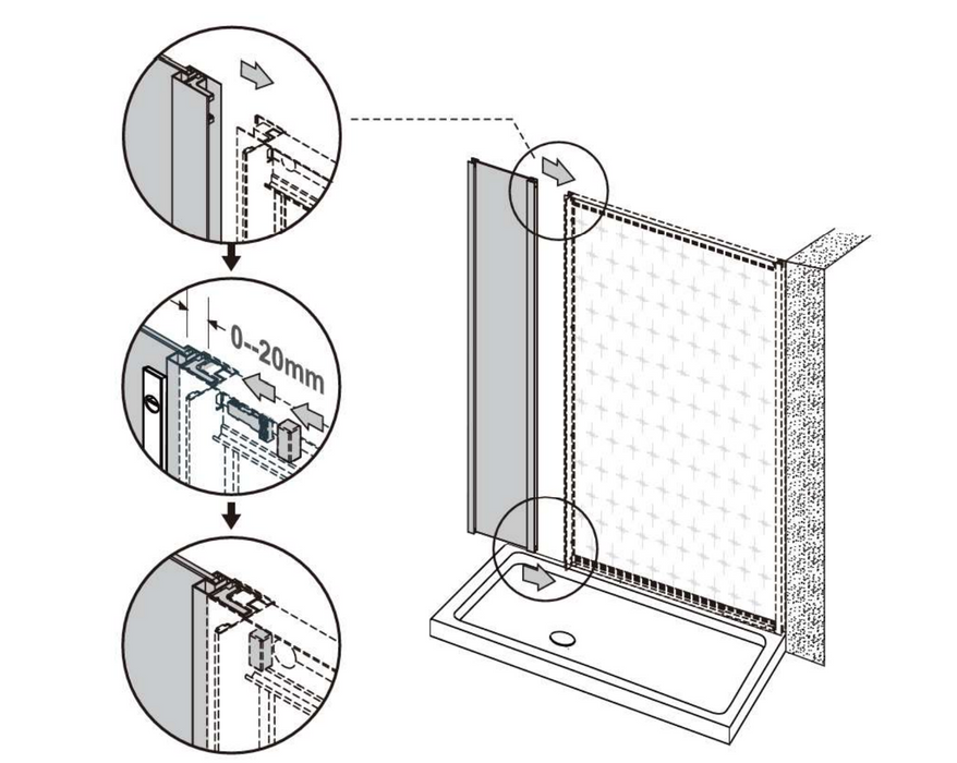 Impey Coram Premier 8 Inline Panel 600mm Clear Glass Chrome (P8ILB60CUC)