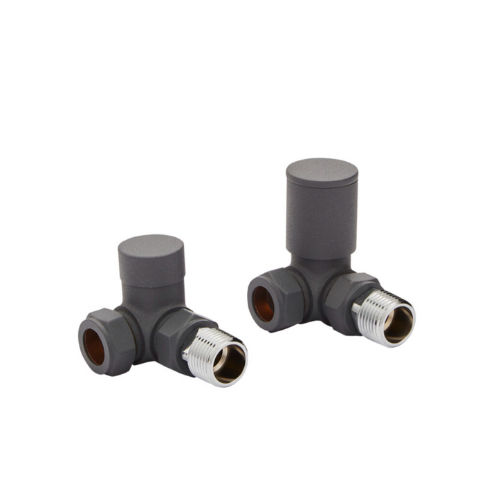 Kartell K-VIT Radiator Valve Straight and Angled 15mm (Pair) - Textured Grey (GREY-STR)(GREY-ANG)
