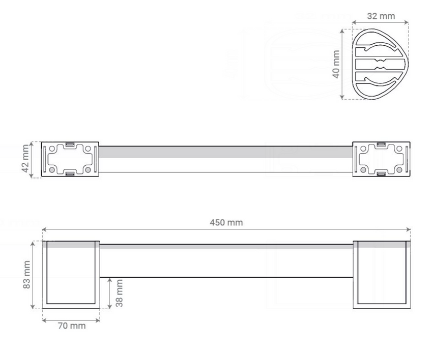 AKW Onyx 2 – 300mm Grab Rail – Matt Black (12802BLK-LS)