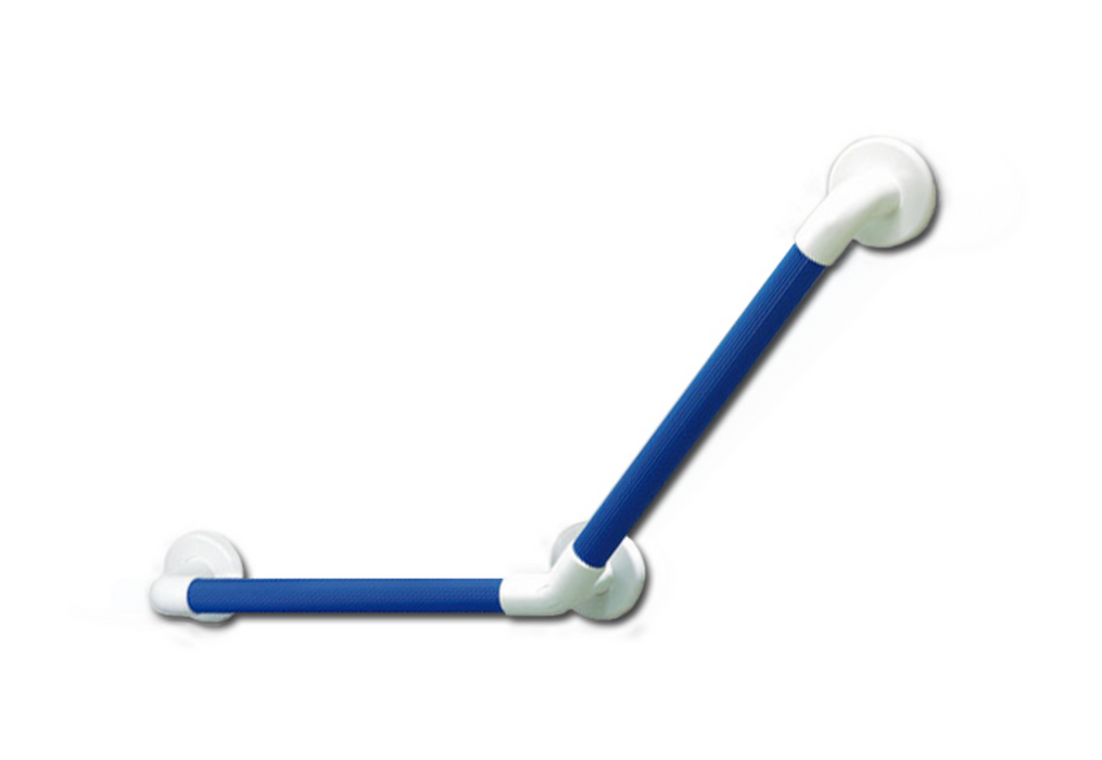 AKW 1900 Series Heavy Duty Plastic Fluted Grab Rail 32mm dia 455mm long x 135° Angle White/Blue (01915WH/BU)