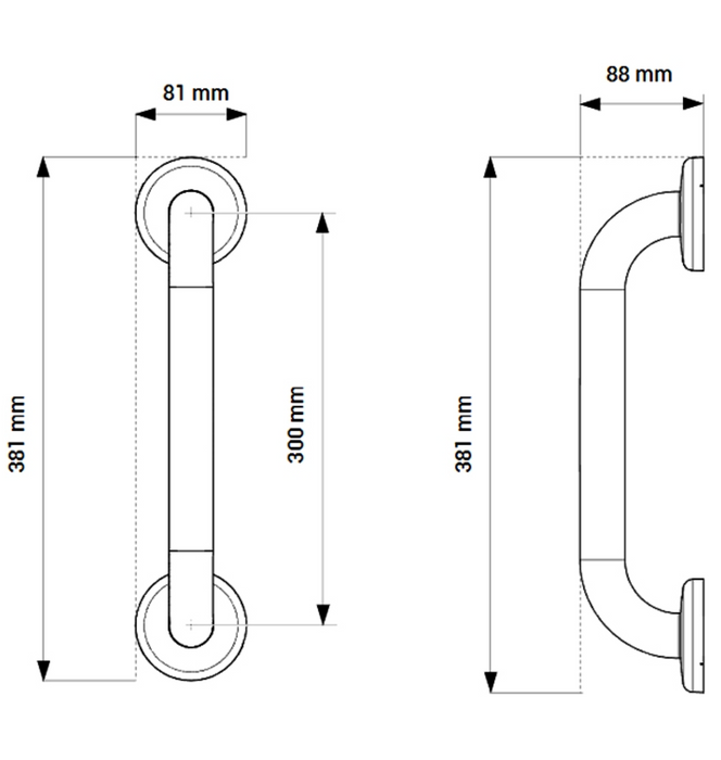 AKW 1200 Series Epoxy Coated Stainless Steel Straight Grab Rail (All Sizes)