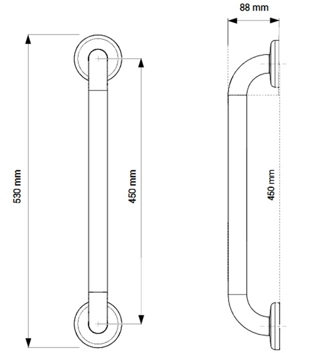 AKW 1200 Series Epoxy Coated Stainless Steel Straight Grab Rail (All Sizes)