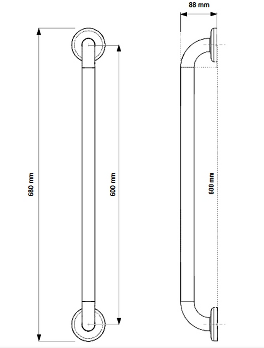 AKW 1200 Series Epoxy Coated Stainless Steel Straight Grab Rail (All Sizes)
