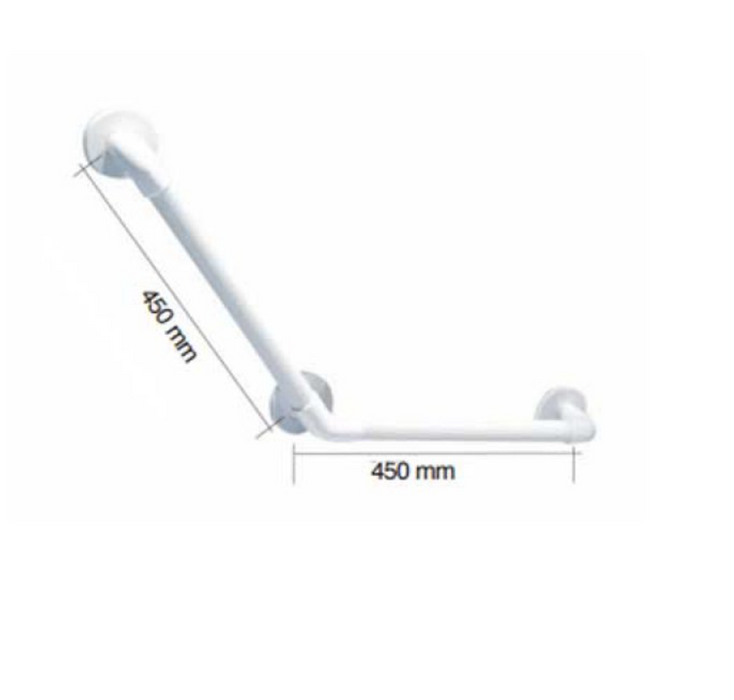 AKW 1400 Series Grab Rail Large Plastic Fluted 32mm dia 450mm long x 135° Angle White/Blue (01440WH/BU)