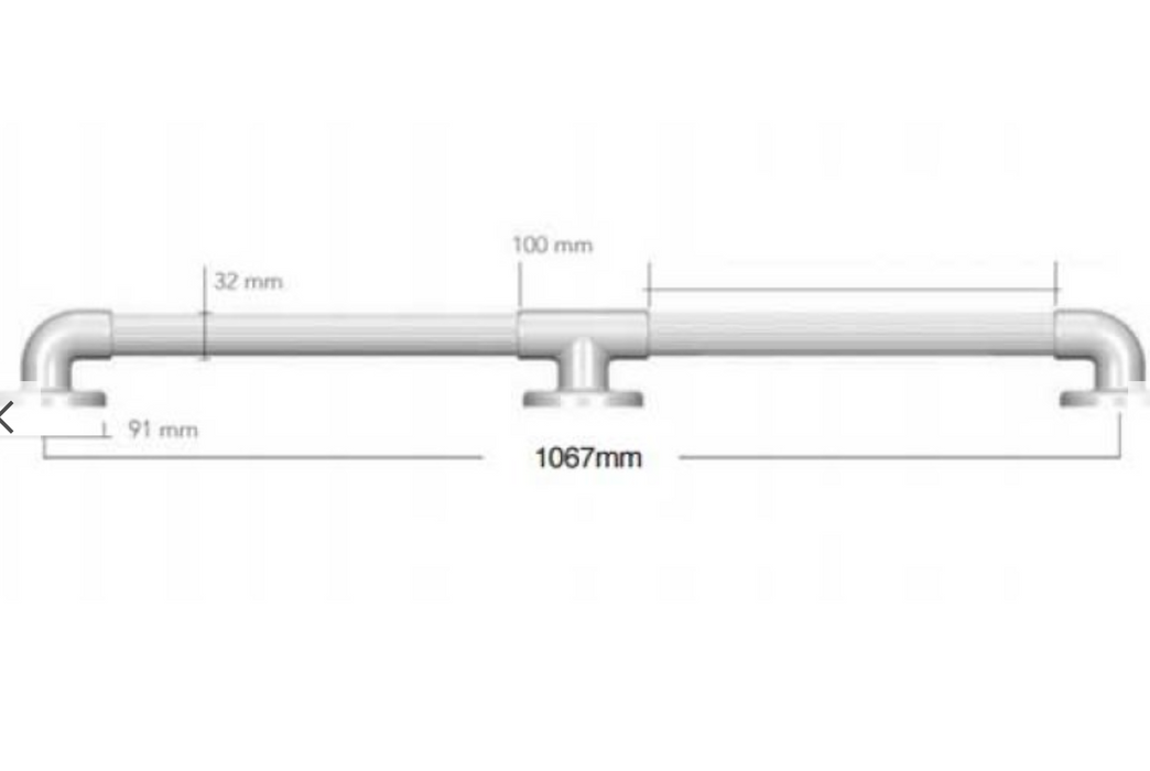AKW 1900 Series Heavy Duty Plastic Fluted Grab Rail 1067mm (42") White/Blue (01950WH/BU)