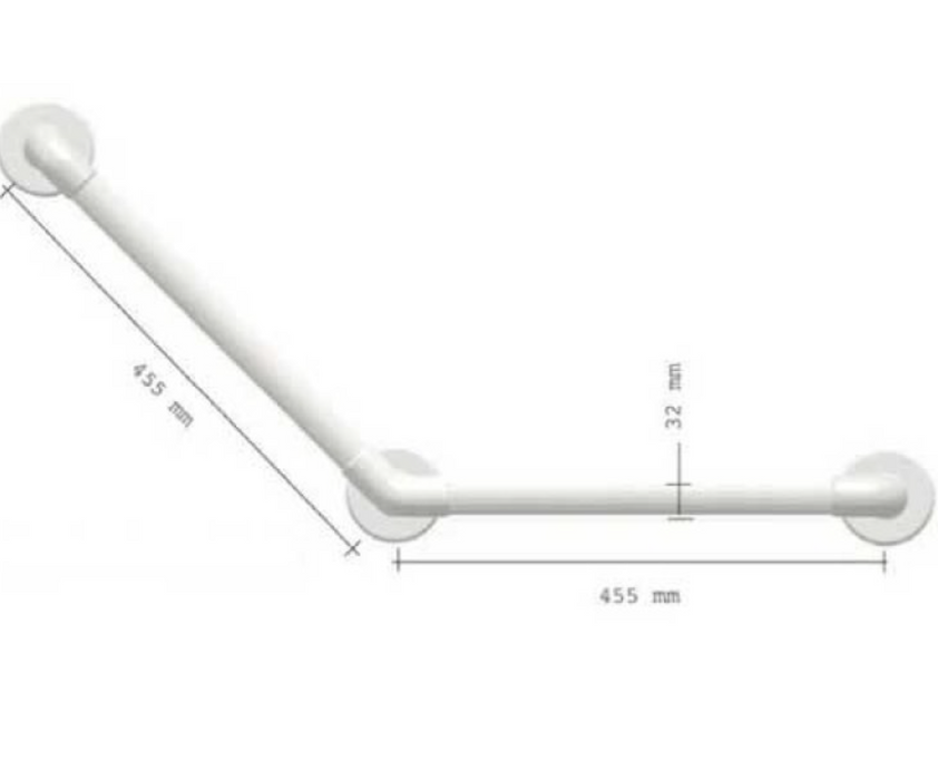 AKW 1900 Series Heavy Duty Plastic Fluted Grab Rail 32mm dia 455mm long x 135° Angle White/Blue (01915WH/BU)