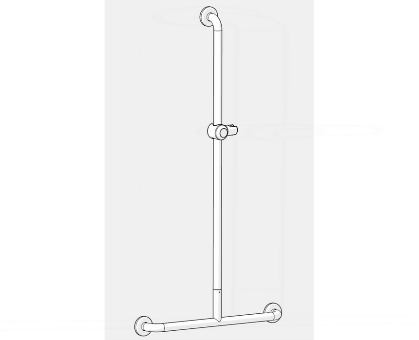 AKW 1200x300x300 T Shape Grab Rail - Epoxy Coated Stainless Steel - White (01245WH)