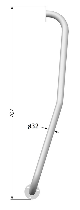 AKW 1700 Series White Powder Coated 32mm Diameter Steel Newel Rail Left or Right Handed (01745L)(01745R)