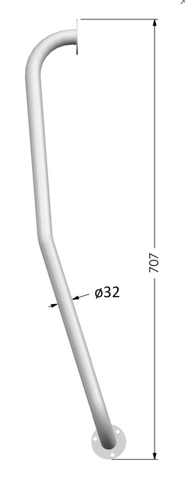 AKW 1700 Series White Powder Coated 32mm Diameter Steel Newel Rail Left or Right Handed (01745L)(01745R)