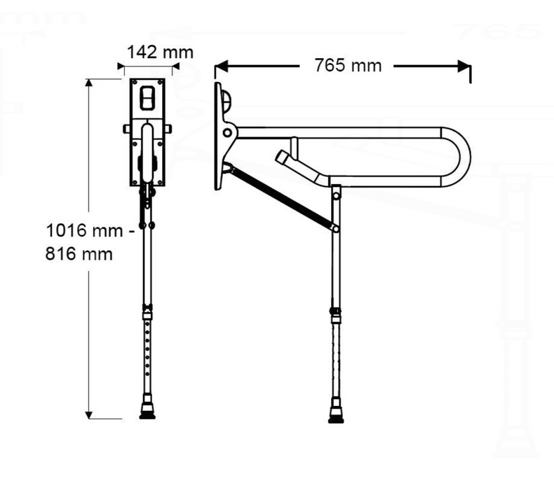 AKW 1800 Series Hinged Fold up Double Hairpin Rail-Adjustable Leg (32mm) Blue (01830BU)