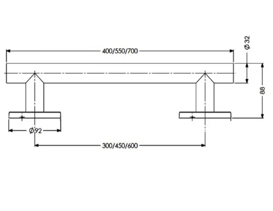 AKW 1200 Series Satin Grab Rail Stainless Steel and Black (All Sizes)