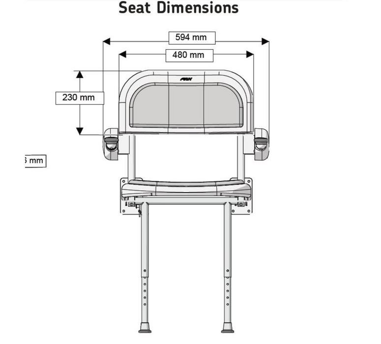 AKW 3000 Series Seat with Grey Padded Back and Arms (03131P)
