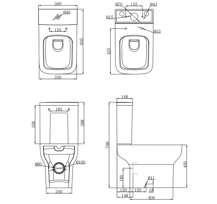 Kartell K-VIT Korsika Close Coupled WC Pan (POT665KO)