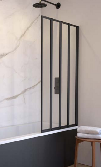 Kartell Aqualux 4 Fold Bath Screen Polished Silver or Black (AQ4FSLV)(AQ4FBLK)