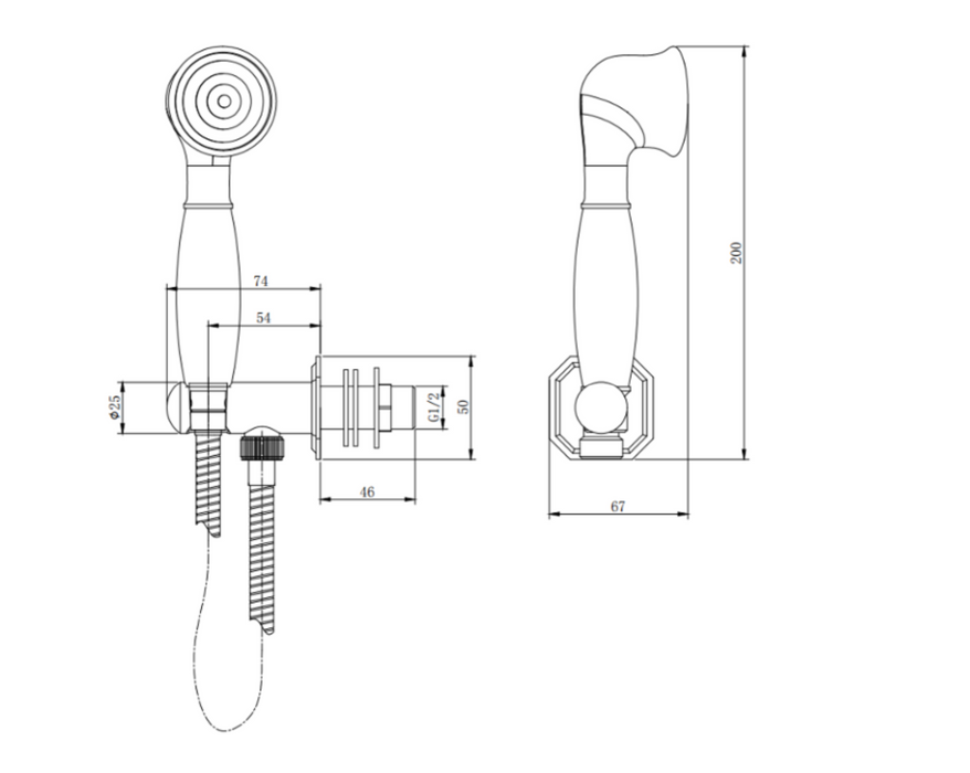 Kartell K-VIT Traditional Outlet Elbow with Wall Bracket, Flex And Handset-Chrome (SHO101T)
