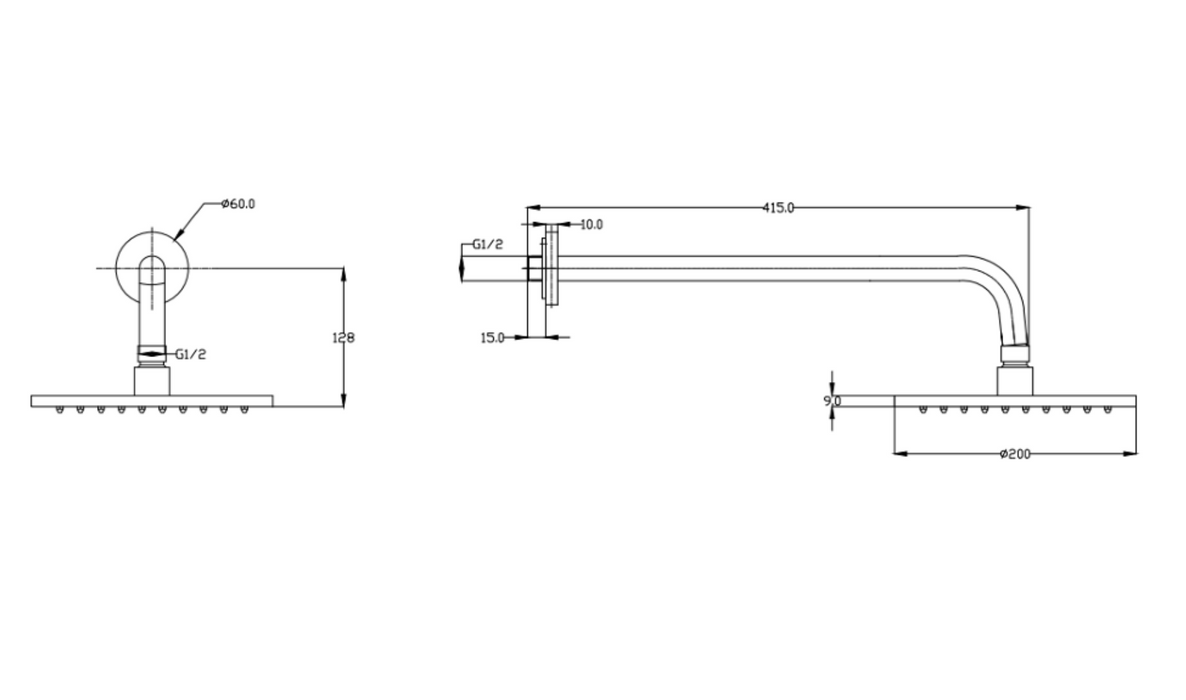 Kartell K-VIT Deluge Fixed Shower Head and Arm-Chrome (SHO083DE)