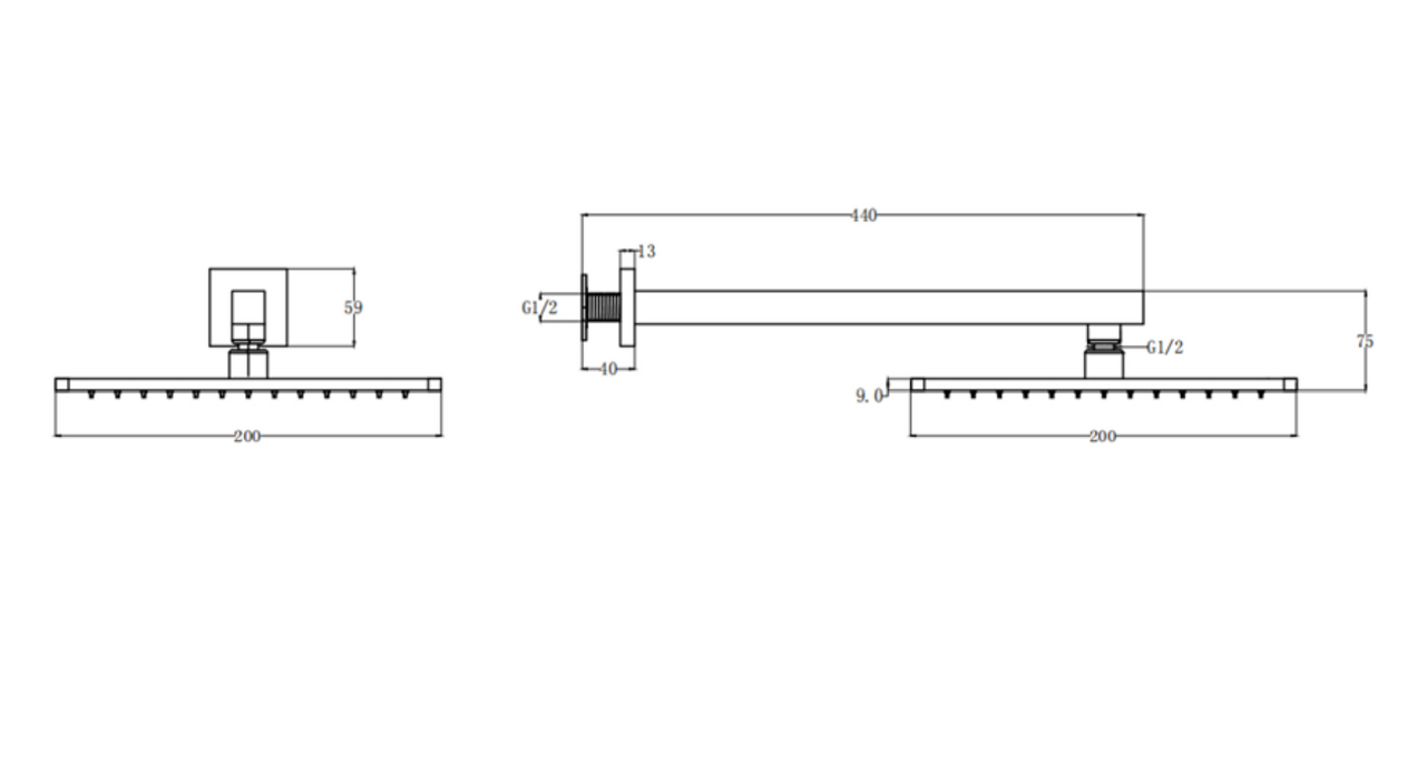 Kartell K-VIT Cube Fixed Shower Head and Arm-Chrome (SHO073CU)
