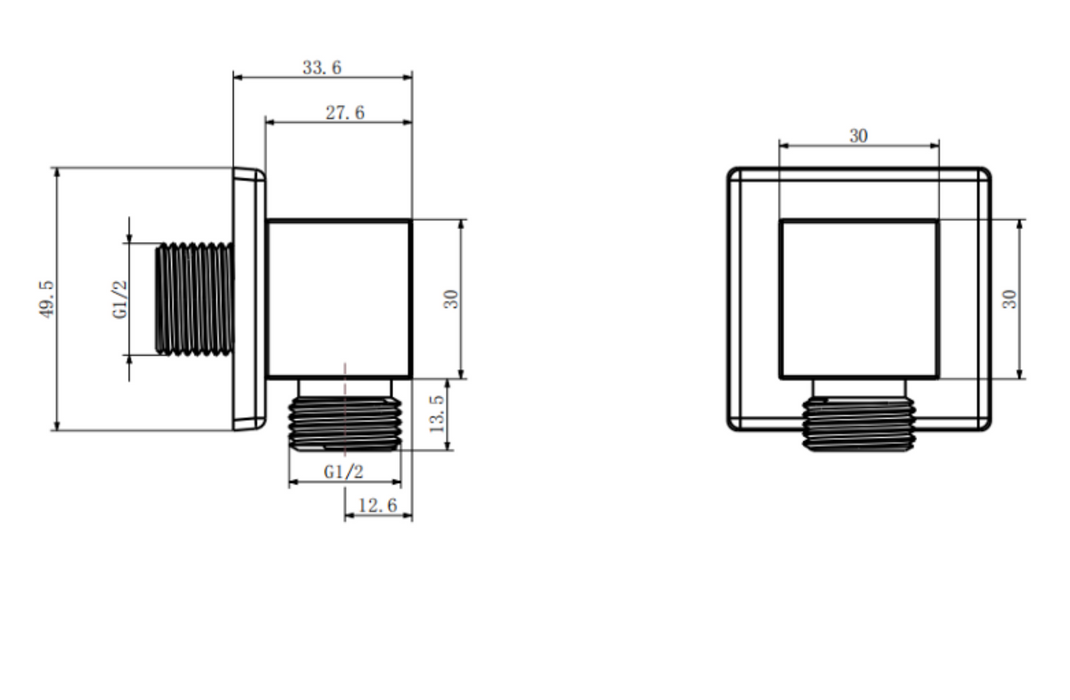 Kartell K-VIT Square Shower Outlet Elbow-Chrome (SHO091OE)