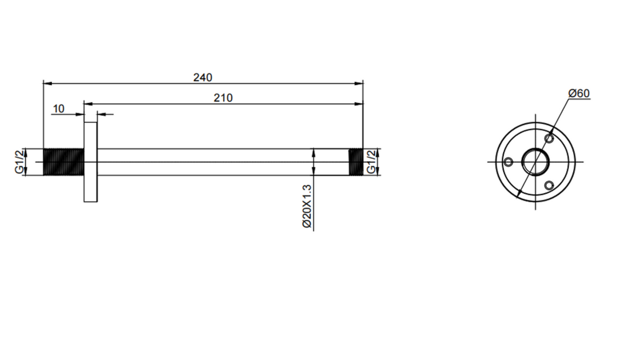 Kartell K-VIT Round Ceiling Shower Arm-Chrome (SHO111RO)
