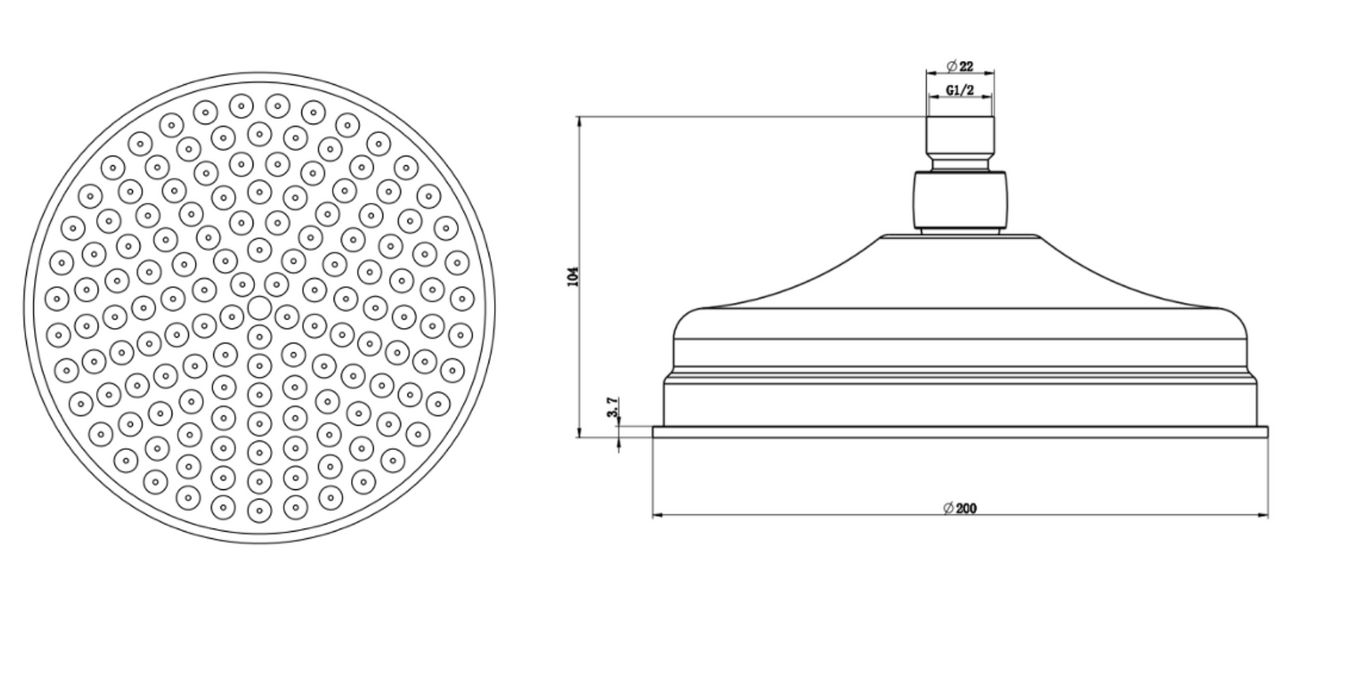 Kartell K-VIT Traditional Shower Head-Chrome (SHO102T)