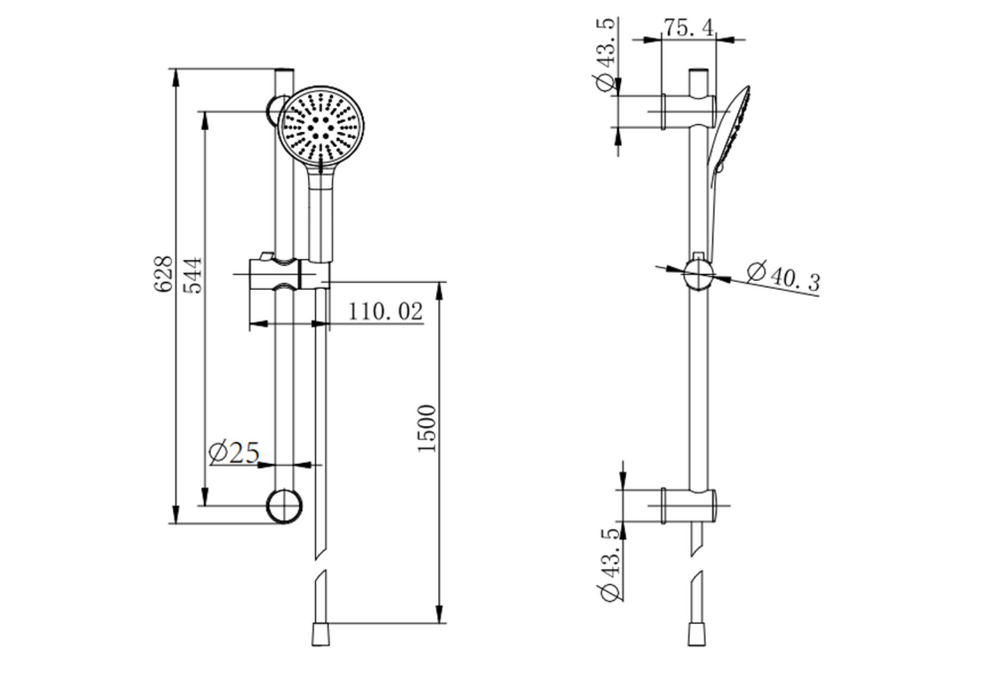 Kartell K-VIT Nero Round Slide Rail Kit-Matt Black (SHO057NR)