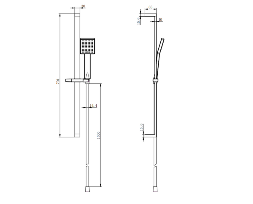 Kartell K-VIT Nero Square Slide Rail Kit-Matt Black (SHO058NS)