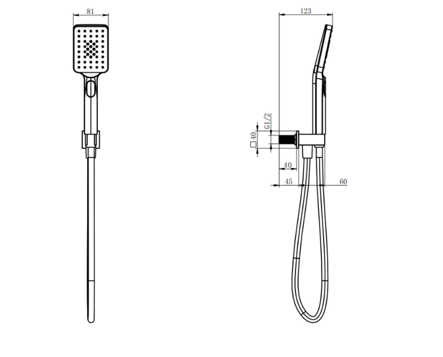Kartell K-VIT Nero Square Outlet Elbow With Wall Bracket And Handset-Matt Black (SHO108NS)